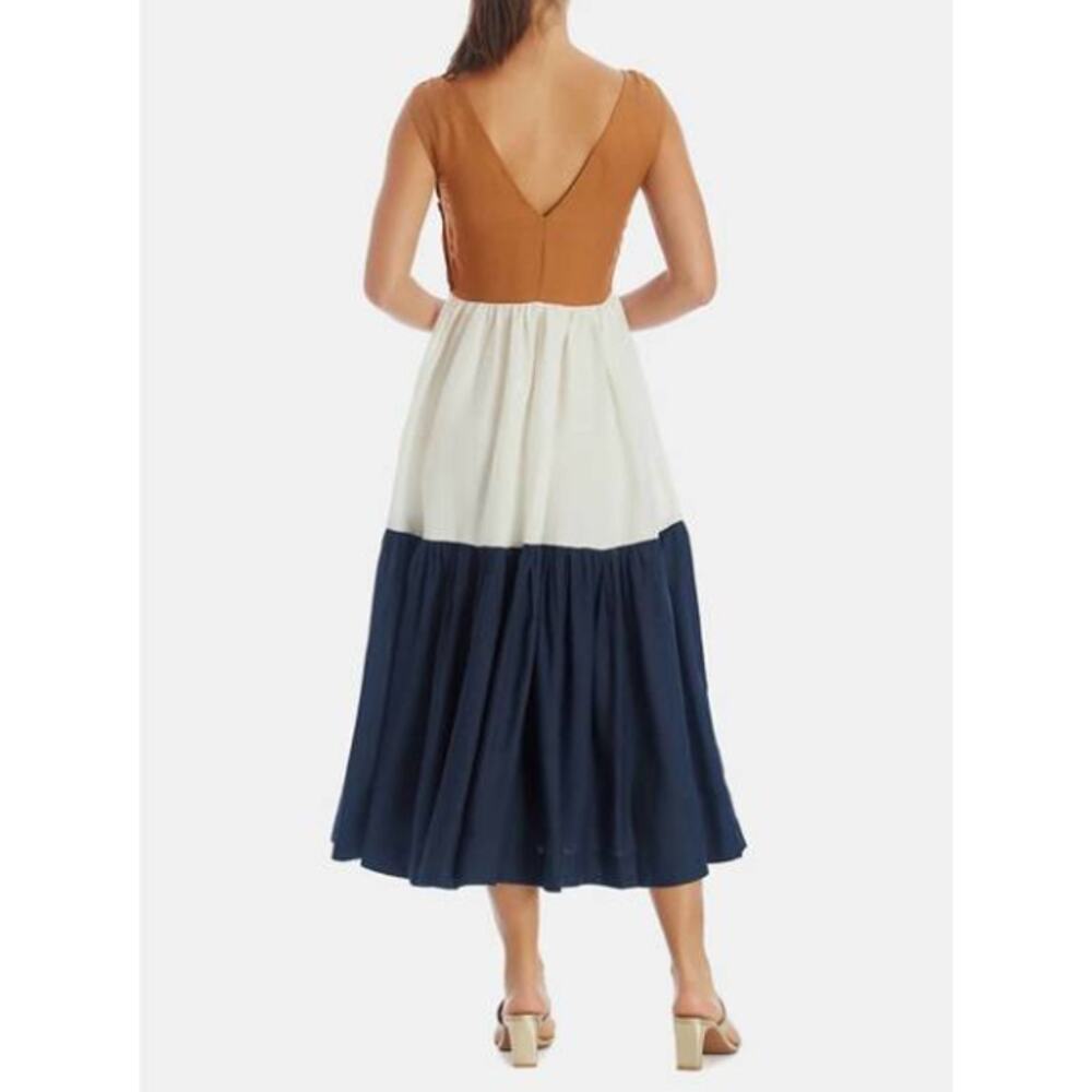En Saison Plamero Colorblock Sleeveless Midi Dress‎ in Navy/Tan/Cream - Picture 12 of 12